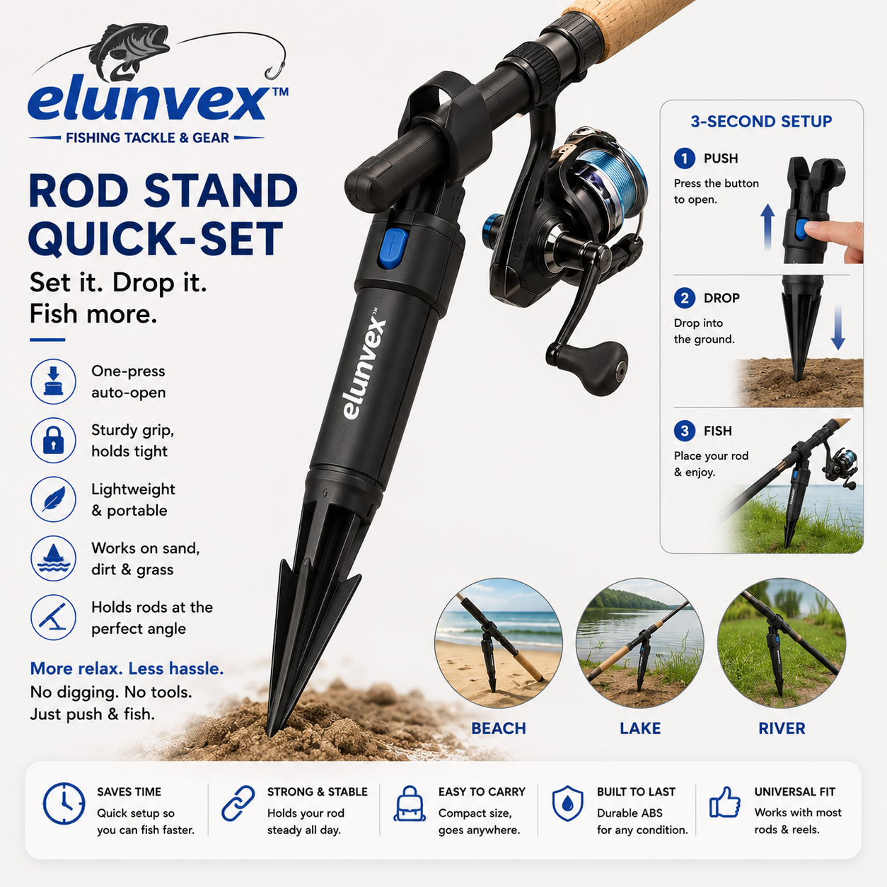 Elunvex™ PushLock Shore Rod Holder